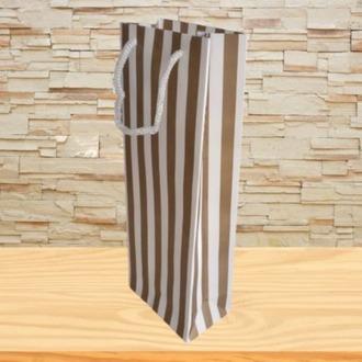 İp Saplı Torba Beyaz Kraft Gold Kalın Çizgili 10x27x4 Cm ( 25 Li Paket )