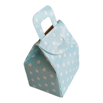 Hediyelik Çanta Mavi Puanlı Kutu Kına Kutusu Lokum Kutusu 5,5x6,5x4 Cm Paket 25 Li
