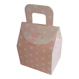 Çanta Pembe Puanlı Kutu Lokum Kutusu Kına Kutusu 5,5x6,5x4 Cm Paket 25 Li Poşet
