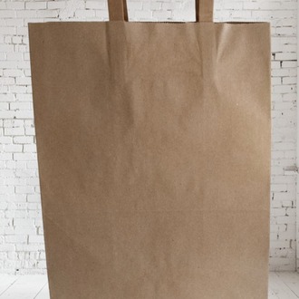 Kraft Kağıt Poşet  Flat Saplı Kâğıt Torba (30x18x42 cm ) (25 Adet) Kağıt Çanta