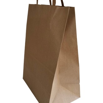 Kraft Kağıt Poşet  Flat Saplı Kâğıt Torba (30x18x42 cm ) (25 Adet) Kağıt Çanta