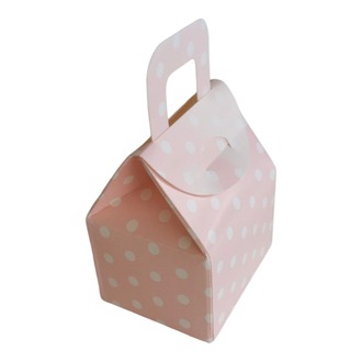 Çanta Pembe Puanlı Kutu Lokum Kutusu Kına Kutusu 5,5x6,5x4 Cm Paket 25 Li Poşet