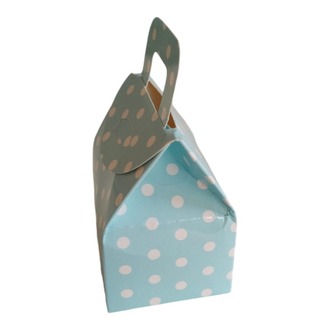 Hediyelik Çanta Mavi Puanlı Kutu Kına Kutusu Lokum Kutusu 5,5x6,5x4 Cm Paket 25 Li