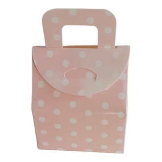 Çanta Pembe Puanlı Kutu Lokum Kutusu Kına Kutusu 5,5x6,5x4 Cm Paket 25 Li Poşet
