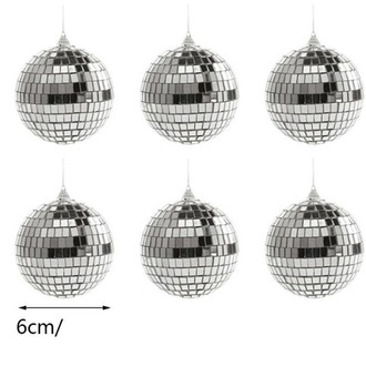 Yılbaşı Süsü Asmalı Gümüş Renk Aynalı Disko Topu 6 Adet 6 cm Retro