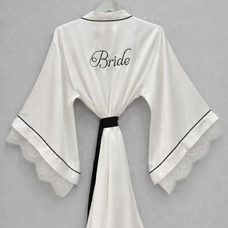 Kimono Kol Biyeli Dantelli Sabahlık | 90 cm