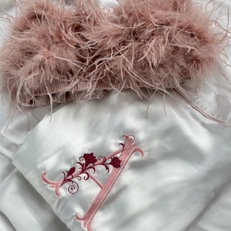 Pudra Malibu Crop & Saten Pantolon Takım