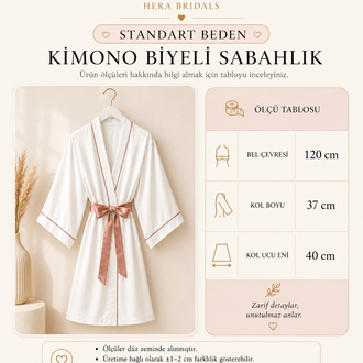 Uzun Kimono Biyeli Sabahlık | 120 cm