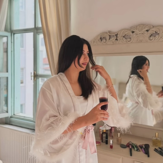 Takım Kimono Biyeli Kolları Malibu Tüylü Sabahlık & İç Elbise