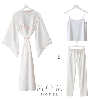 Uzun Kimono Biyeli Dantelli Mom Takım | 120 cm