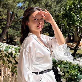 Kimono Kol Biyeli Dantelli Sabahlık | 120 cm