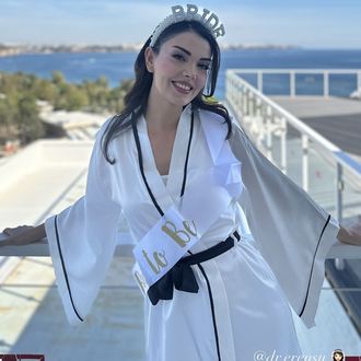 Kimono Siyah Biyeli Sabahlık | 90 cm
