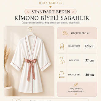 Uzun Kimono Kol Biyeli Sabahlık - 120 cm