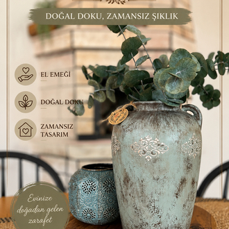 Patina Kulplu Küp Vazo