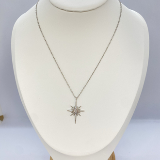 Stainless Steel Silver Kolye Kutup Yıldızlı