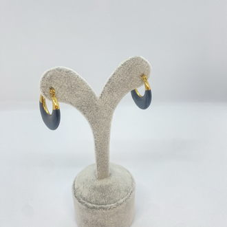 Stainless Steel Mineli Siyah Küpe