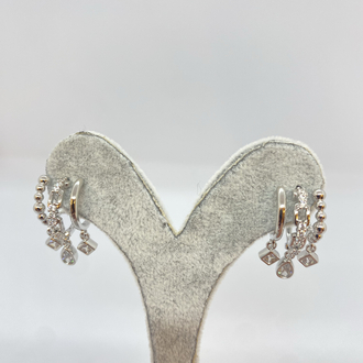 3’lü Görünümlü Ortası zincirli Silver küpe