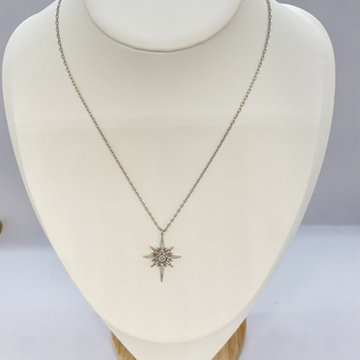 Stainless Steel Silver Kolye Kutup Yıldızlı