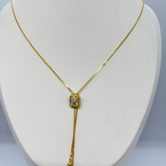 Kare Zirkon Taşlı Sarkıtlı Kolye