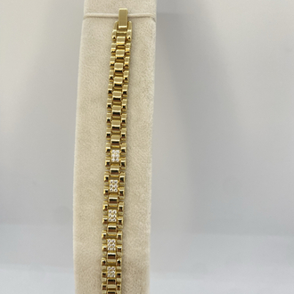 Saat Kordonlu Zirkon Taşlı Gold