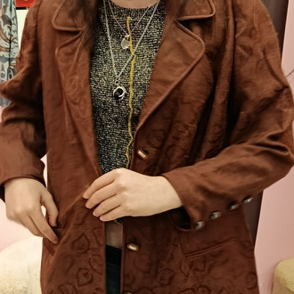  Yaprak Desenli Vintage Blazer Ceket