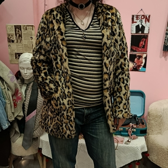 Leopar Desenli Vintage Kürk