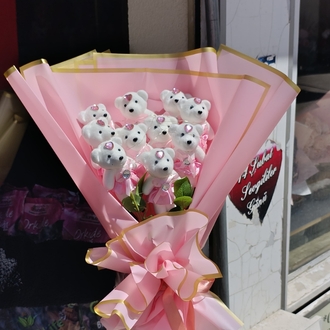 pembe ayıcık buketi 