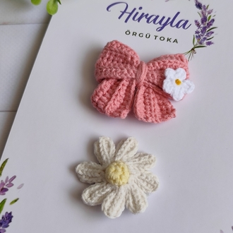 fiyonk+ papatya saçsız bebek tokası seti