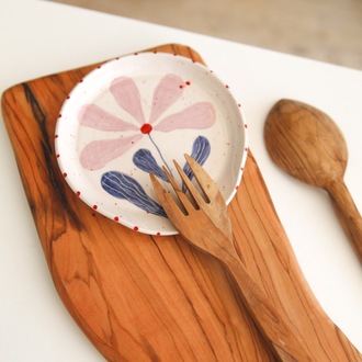 El Yapımı Kaşıklık Kirli Kaşık Altlığı Flora Çiçek Desenli