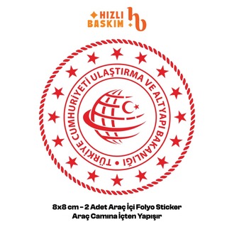 Ulaştırma ve Altyapı Bakanlığı Logo 8x8 cm 2 Adet | Araç Ön Cam Sticker
