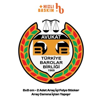 Türkiye Barolar Birliği-Avukat Logo 8x8 cm 2 Adet | Araç Ön Cam Sticker