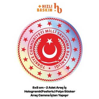 Hologramlı Milli Savunma Bakanlığı Logo 8x8 cm 2 Adet | Araç Ön Cam Sticker