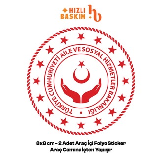 Aile, Sosyal Hizmetler Bakanlığı Logo 8x8 cm 2 Adet | Araç Ön Cam Sticker