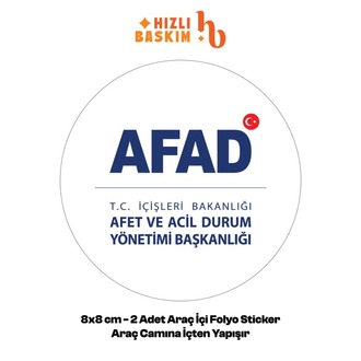 AFAD Beyaz Logo 8x8 cm 2 Adet | Araç Ön Cam Sticker
