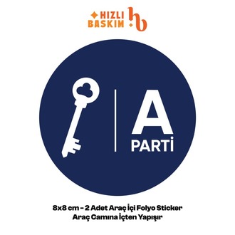 Anahtar Parti Logo 8x8 cm 2 Adet | Araç Ön Cam Sticker