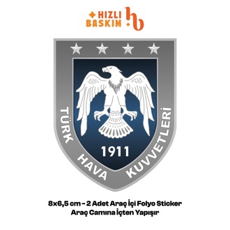 Türk Hava Kuvvetleri Logo 8x6,5 cm 2 Adet | Araç Ön Cam Sticker