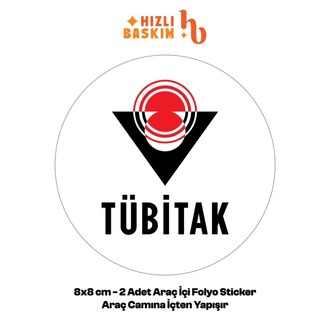 Tübitak Logo 8x8 cm 2 Adet | Araç Ön Cam Sticker
