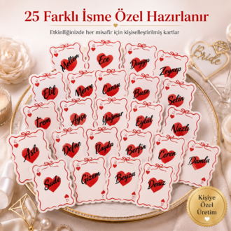 25 Adet Kişiye Özel İsimli İskambil Queen Kartı 6x8,5 cm | Bride Bachelorette Etkinlik Kartı