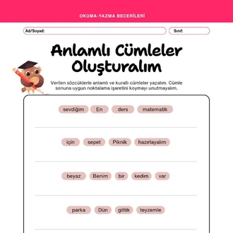 Kurallı Cümle Oluşturma 2.sınıf