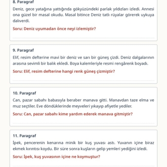 1.sınıf paragraf okuma anlama