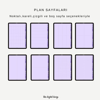 12 Bölmeli 26 Şablonlu Lila Sayfalı Defter