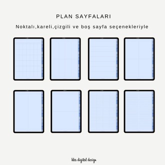 12 Bölmeli 26 Şablonlu Mavi Sayfalı Defter