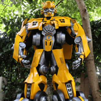Detailed Yellow Cyber Guardian Mecha Suit