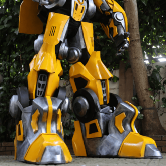 Detailed Yellow Cyber Guardian Mecha Suit