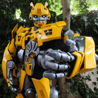 Detailed Yellow Cyber Guardian Mecha Suit