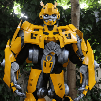 Detailed Yellow Cyber Guardian Mecha Suit