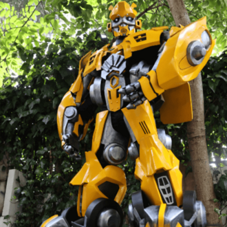Detailed Yellow Cyber Guardian Mecha Suit