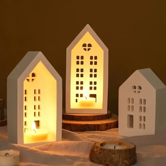Büyük boy ev tealight mum evleri