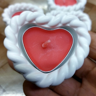 Örgülü kalp tealight mumluk