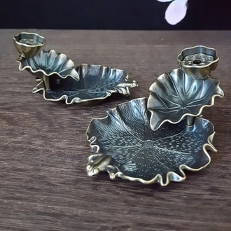2 Adet Lotus Yaprağı Metal Geri Akış Tütsülük 